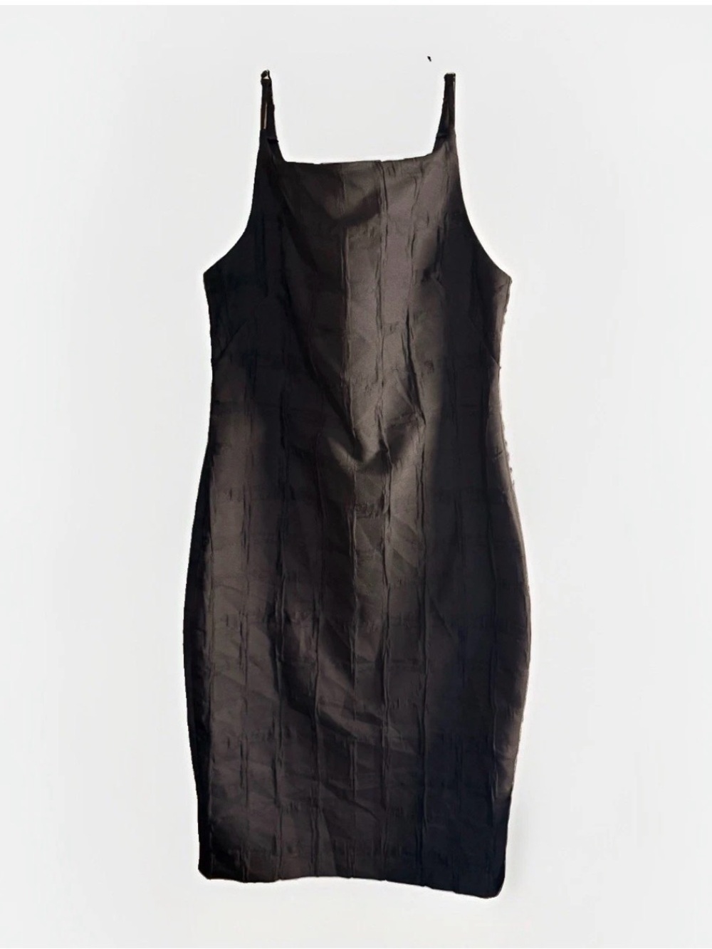Donna Karan New York Black Jacquard Sheath Dress LBD Square Neck Cocktail 10